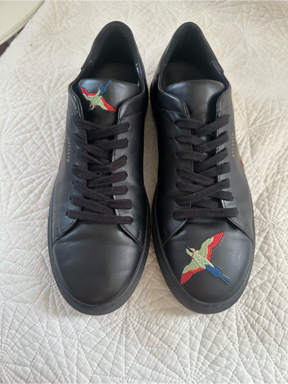 Axel Arigato Black Leather Sneakers with Multicolor Bird Embroidery - Picture 12 of 13